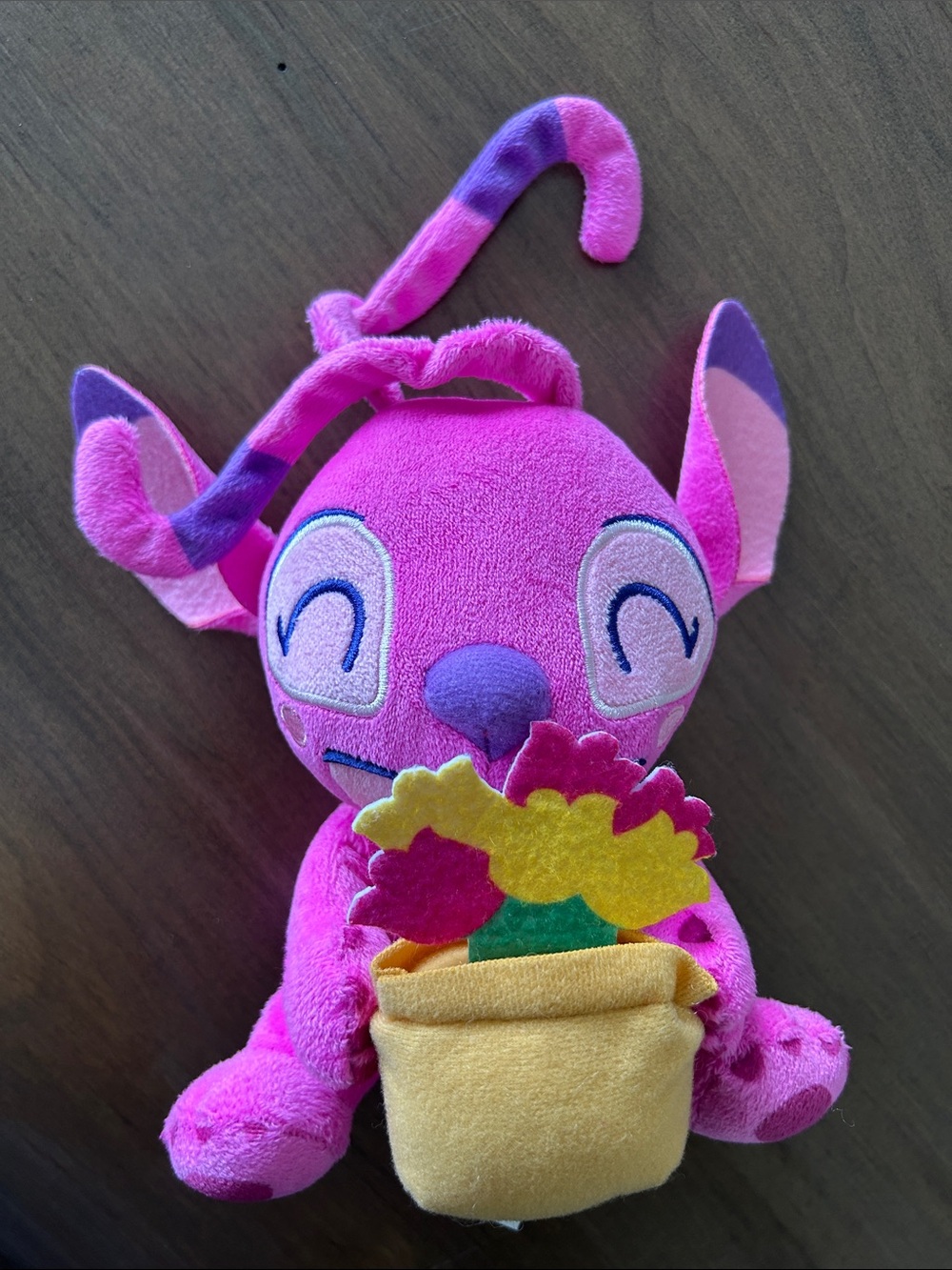 Disney Pink Stitch-Inspired Plush Holding Flower Pot